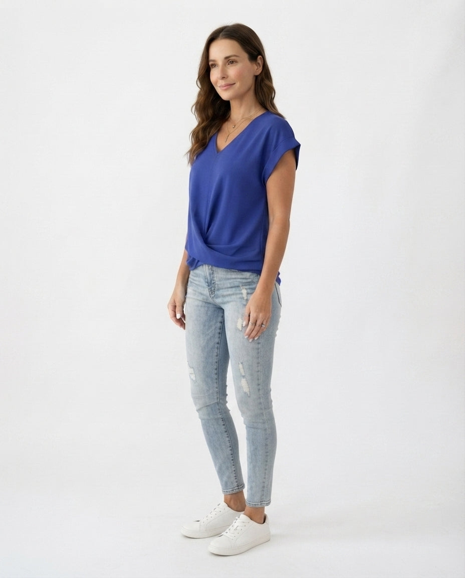 Twist Front V-Neck Tee