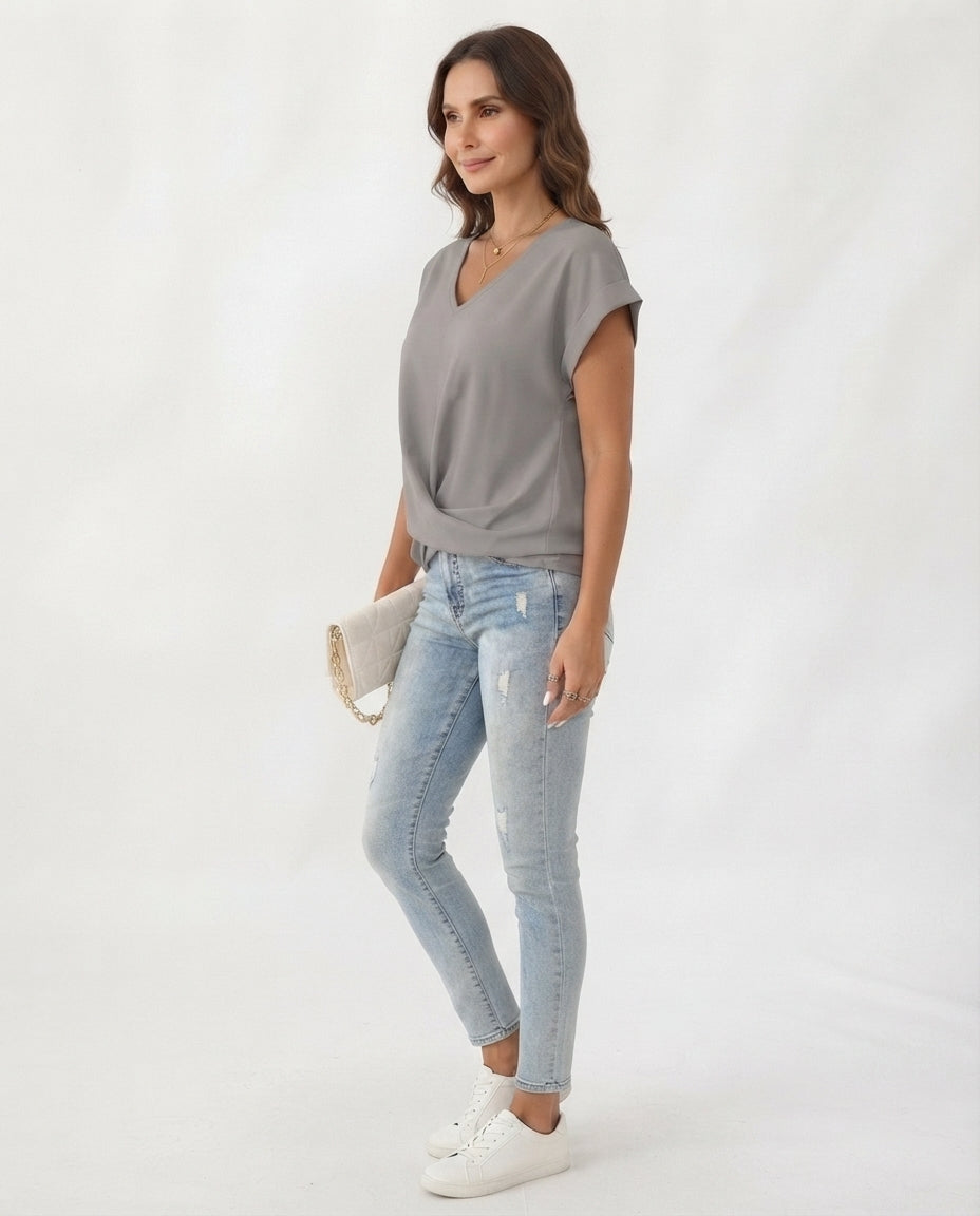 Twist Front V-Neck Tee