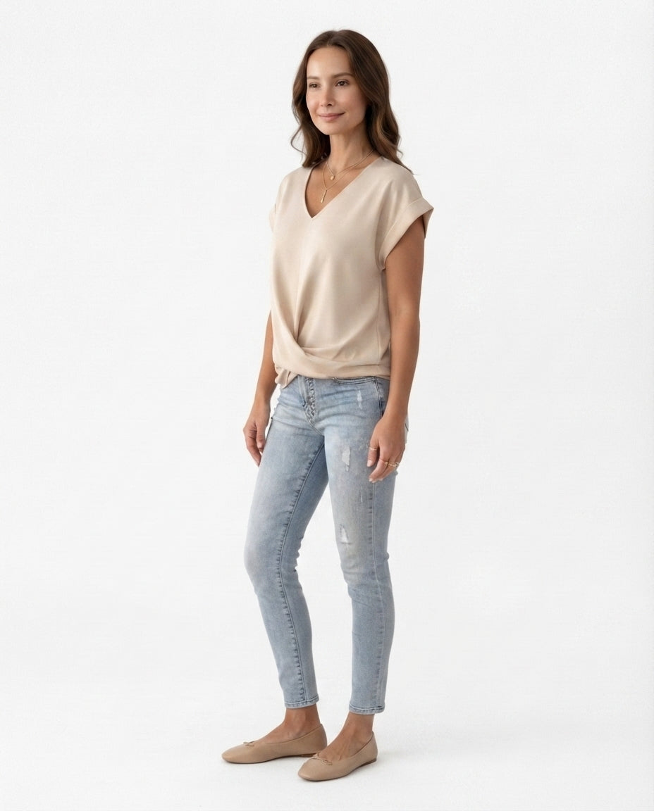 Twist Front V-Neck Tee