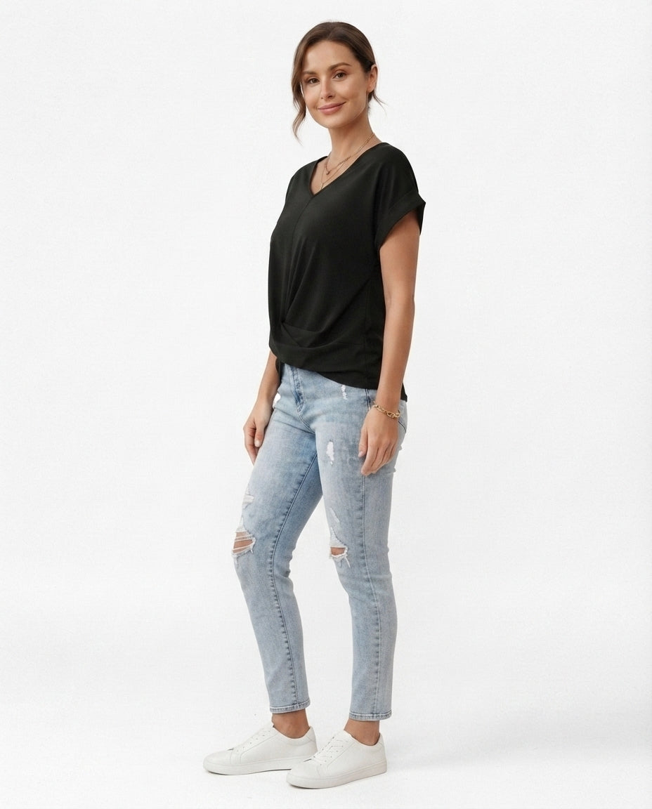 Twist Front V-Neck Tee