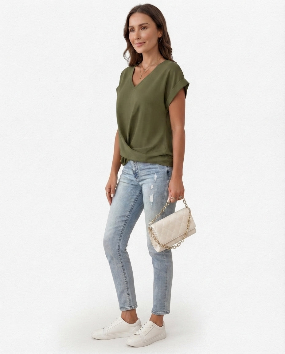 Twist Front V-Neck Tee