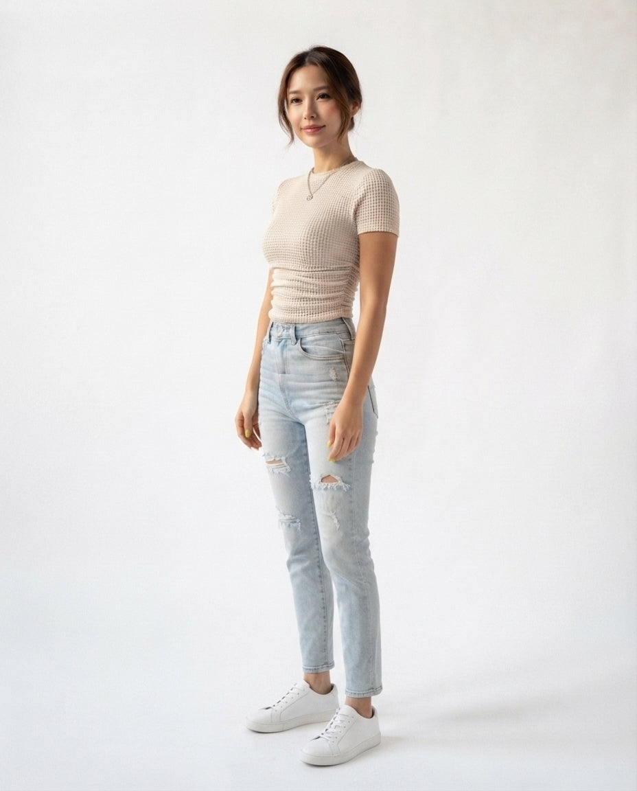 Textured Crew Neck T-Shirt
