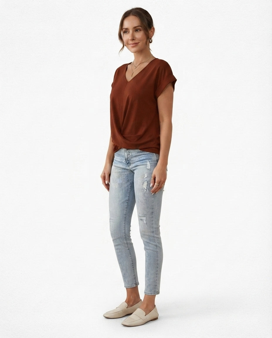 Twist Front V-Neck Tee