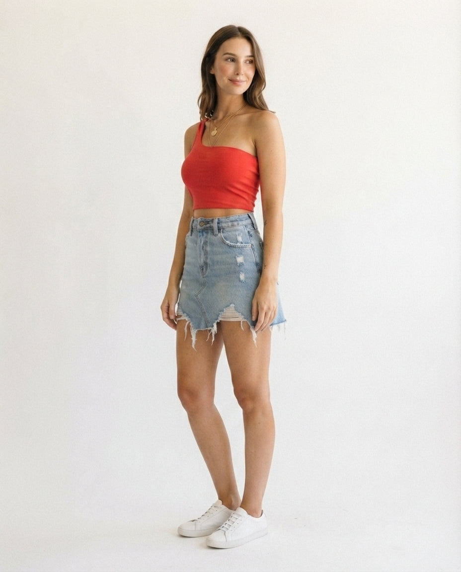 One Shoulder Cropped Tank
