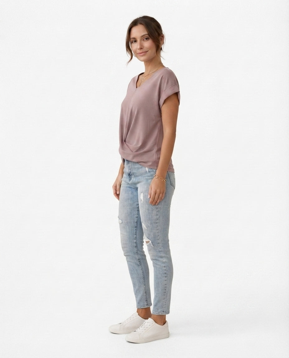 Twist Front V-Neck Tee