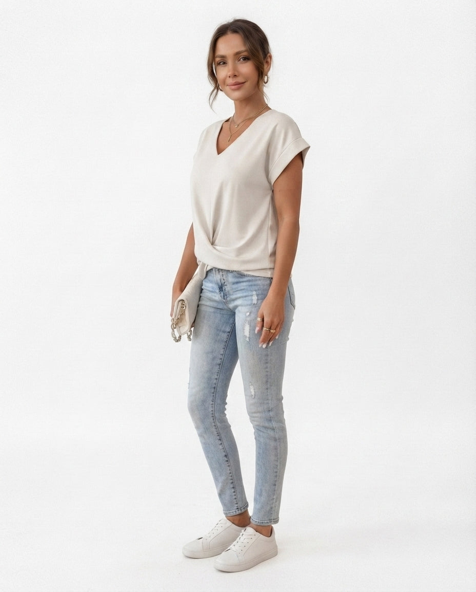 Twist Front V-Neck Tee