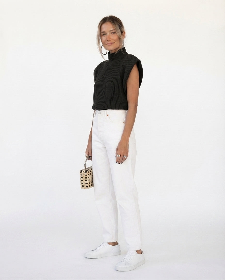 Mock Neck Sleeveless Sweater