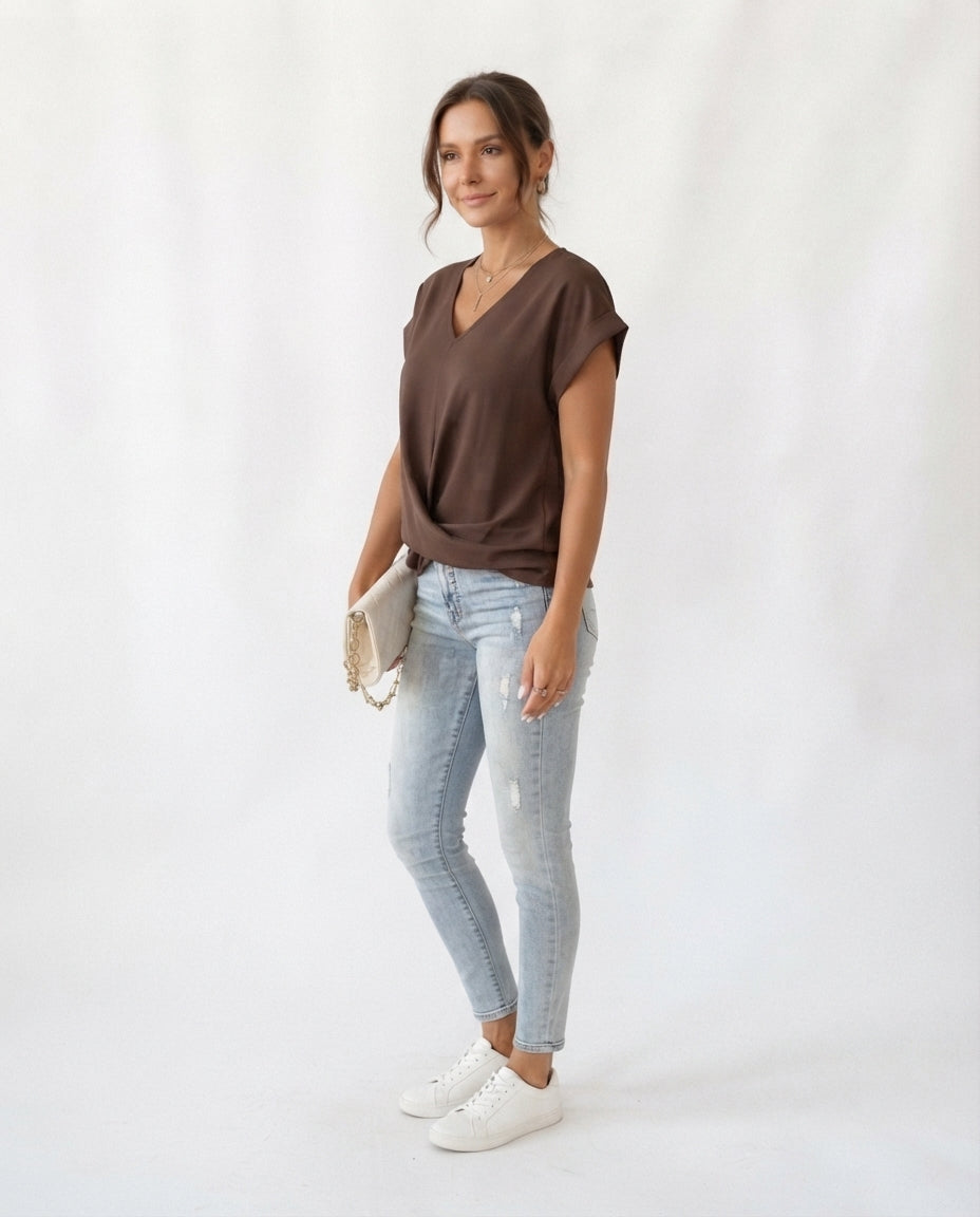 Twist Front V-Neck Tee