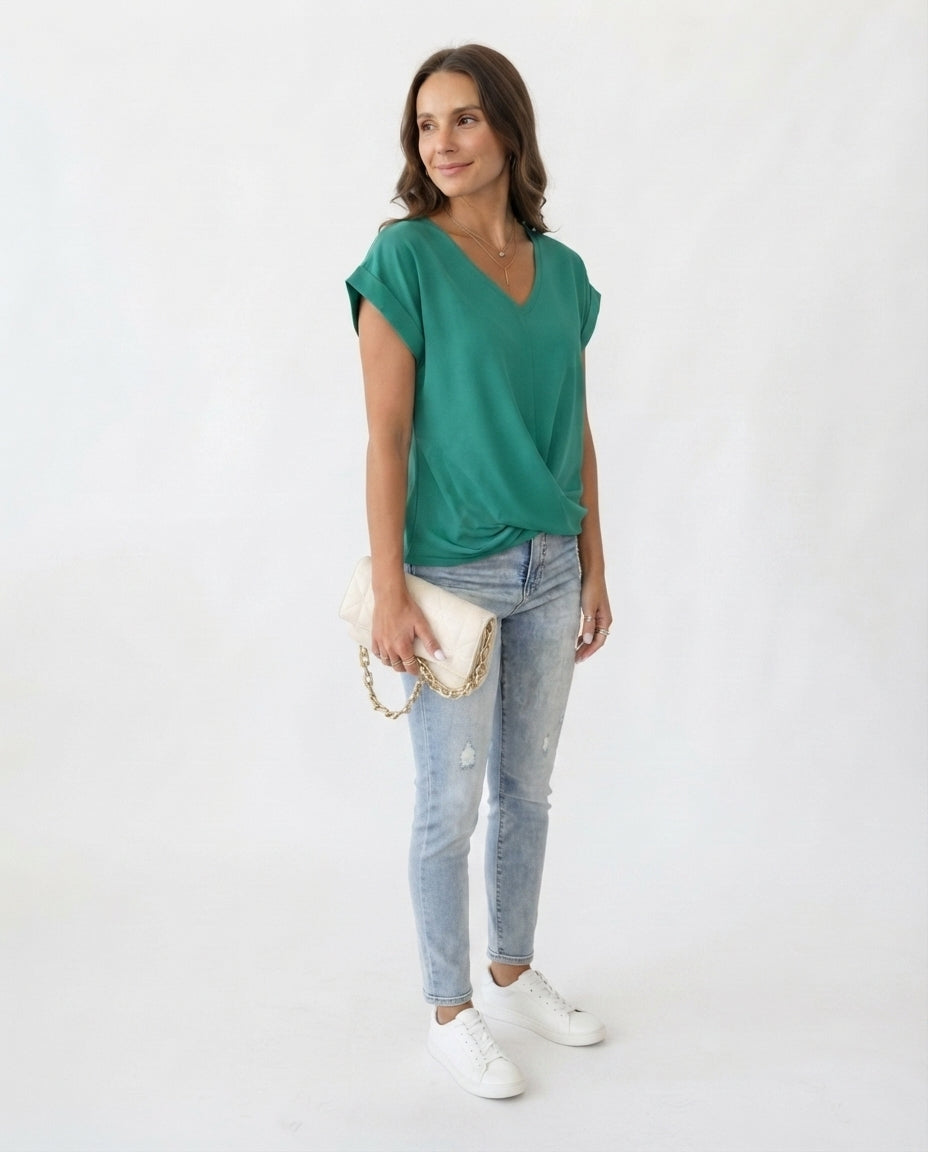 Twist Front V-Neck Tee
