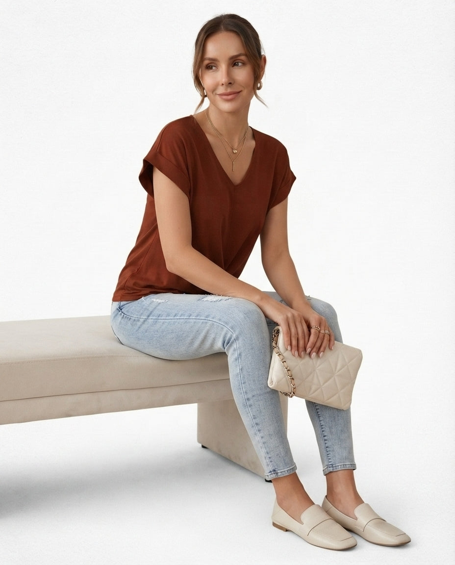 Twist Front V-Neck Tee