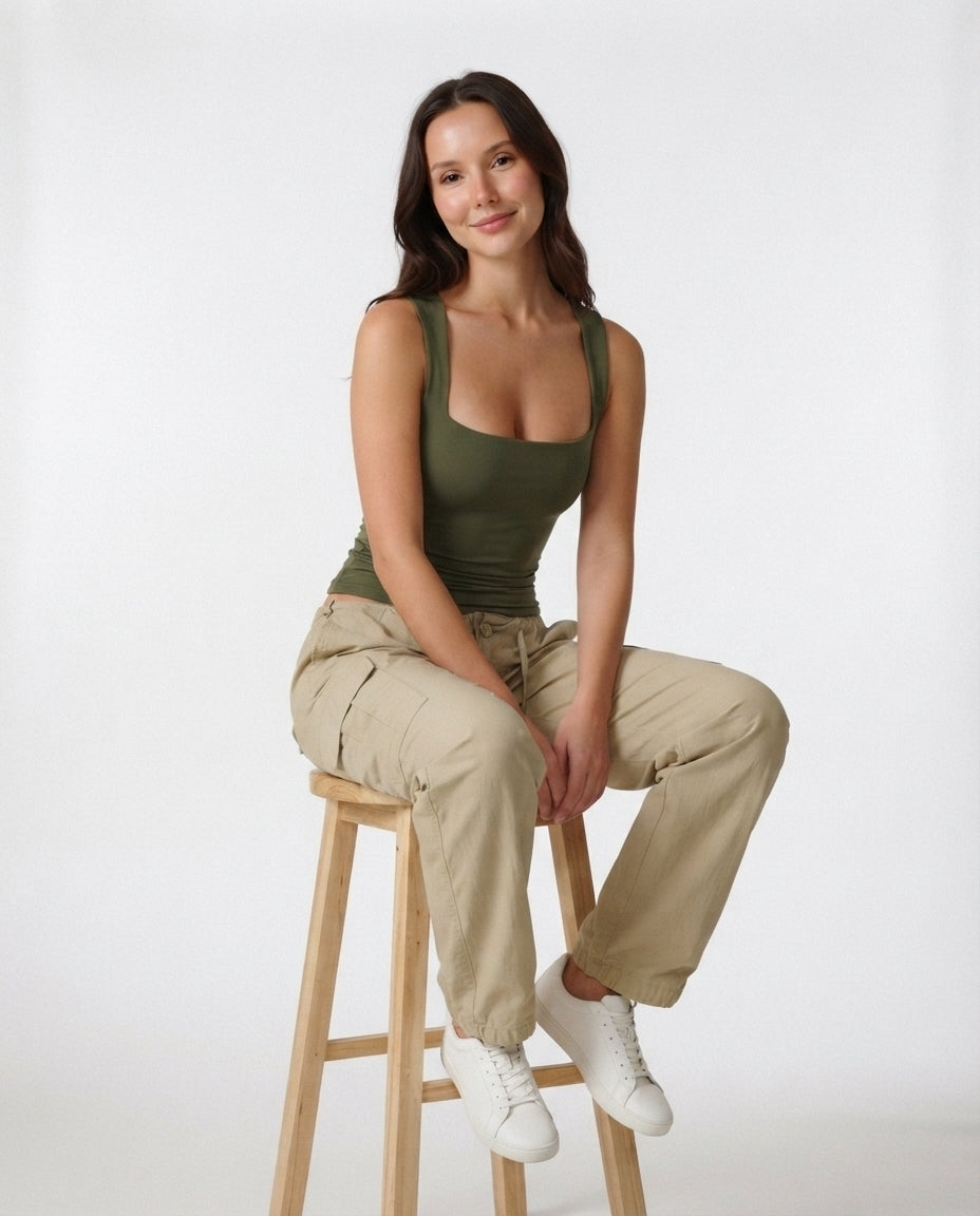 Square Neck Fitted Tank