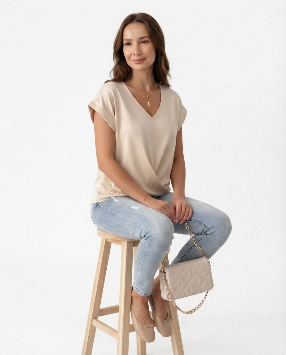 Twist Front V-Neck Tee