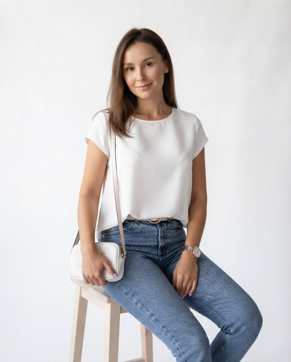 Padded Shoulder Mock Neck Top