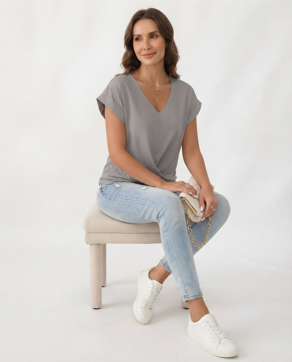 Twist Front V-Neck Tee