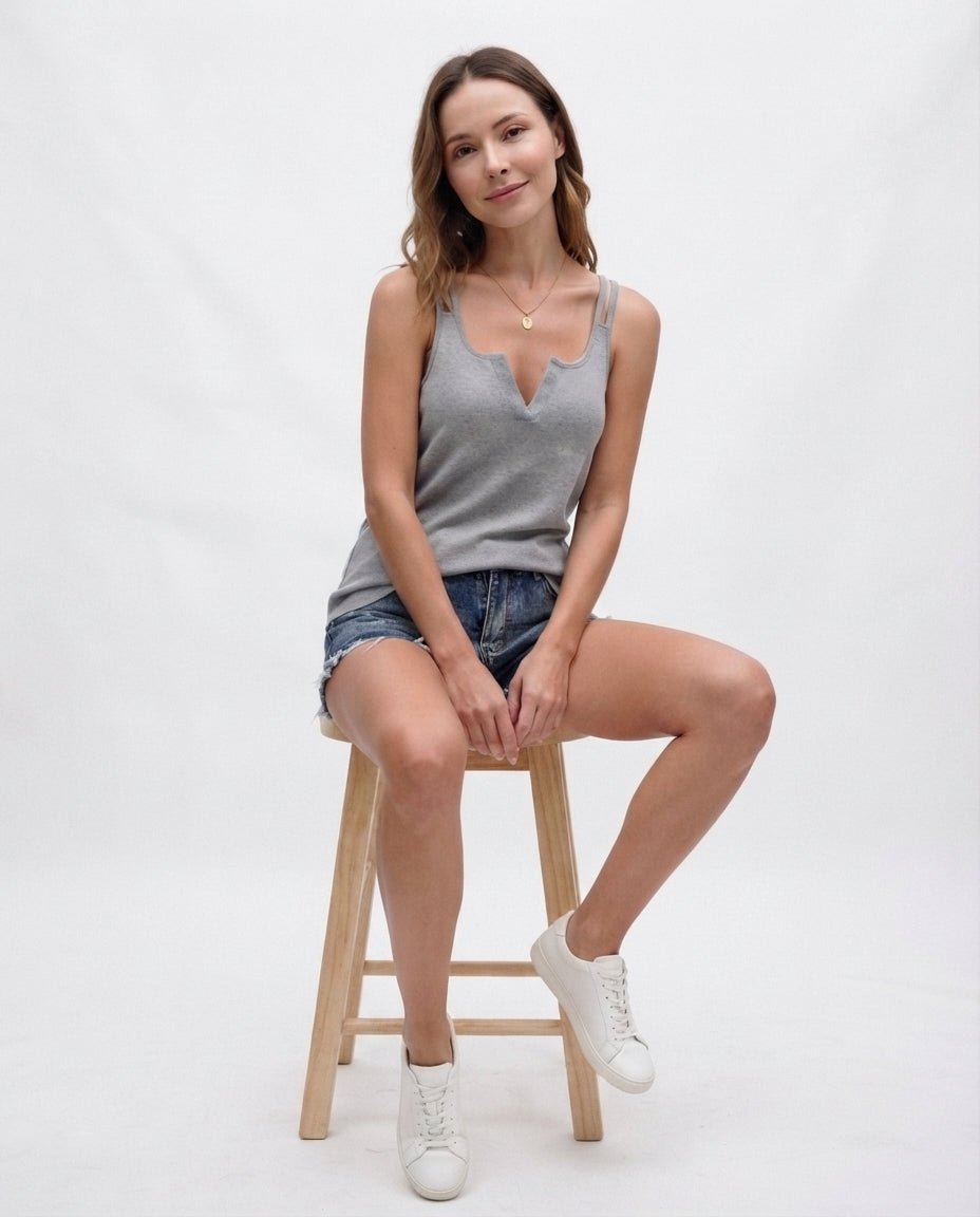 Ribbed V-Neck Cami Tank