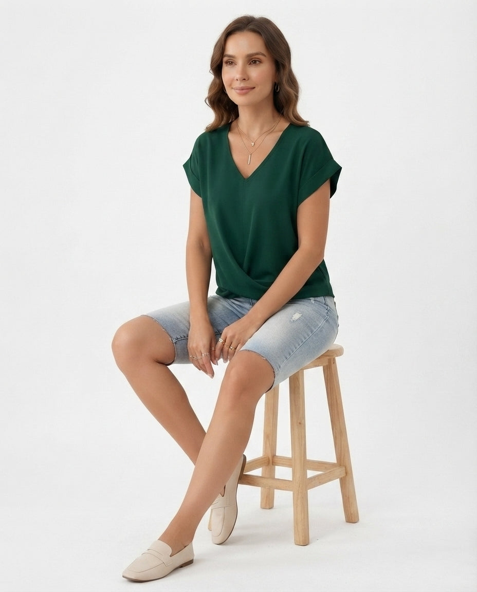 Twist Front V-Neck Tee