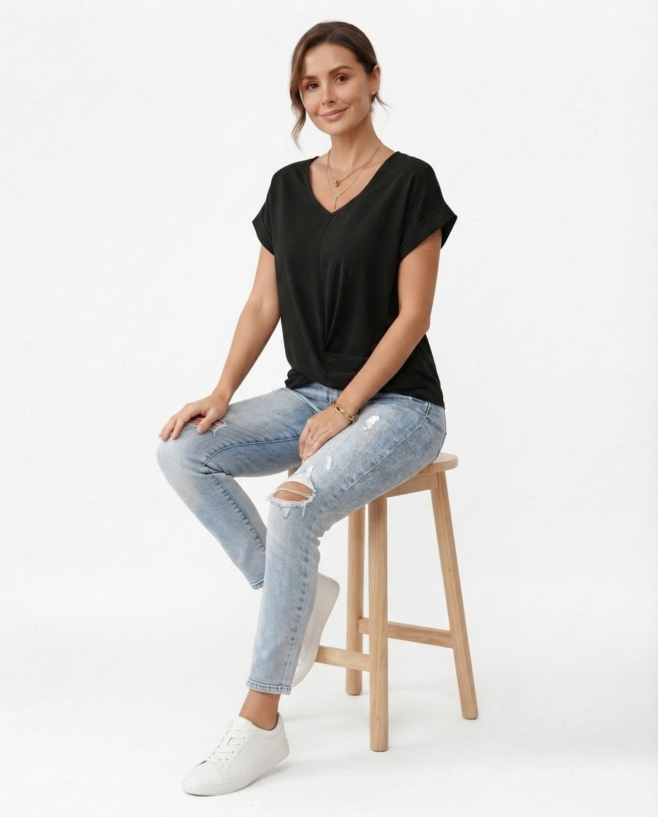 Twist Front V-Neck Tee