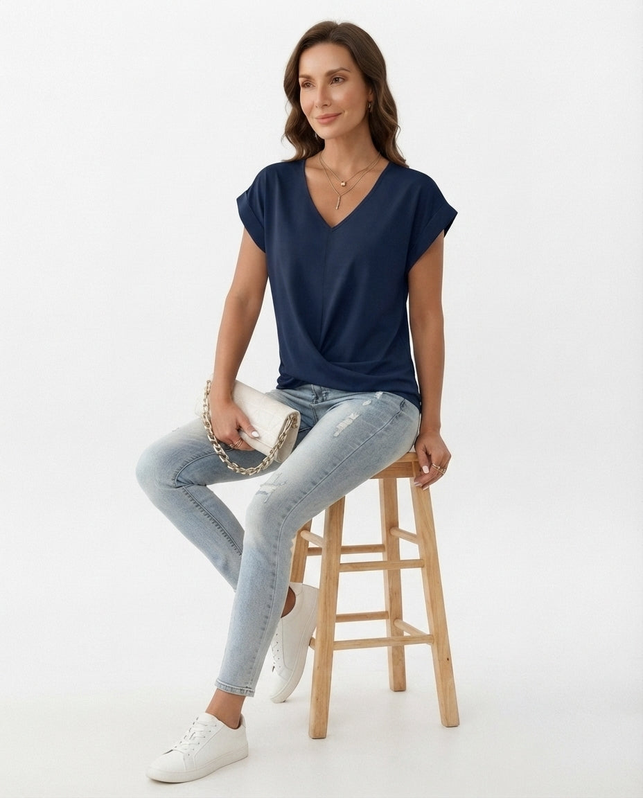 Twist Front V-Neck Tee