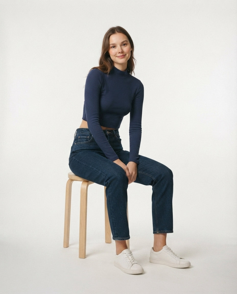 Ribbed Mock Neck Crop Top