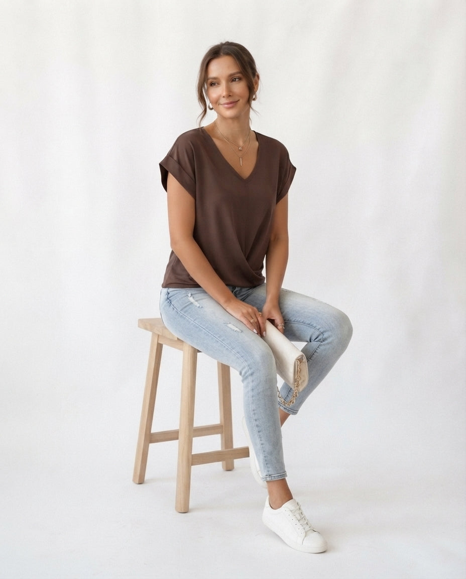 Twist Front V-Neck Tee