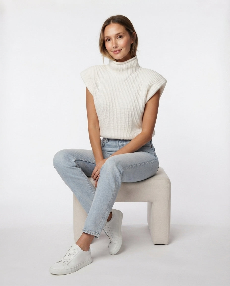 Mock Neck Sleeveless Sweater