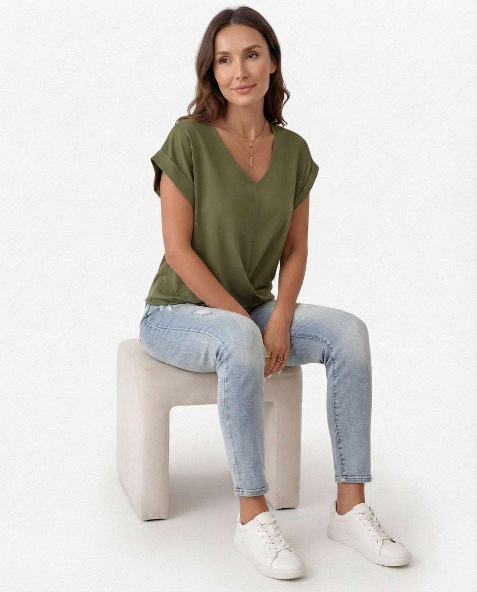 Twist Front V-Neck Tee