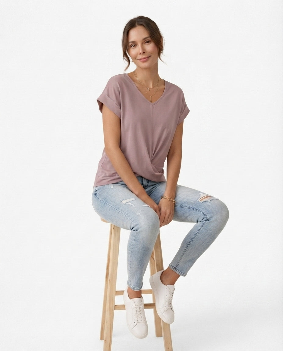 Twist Front V-Neck Tee