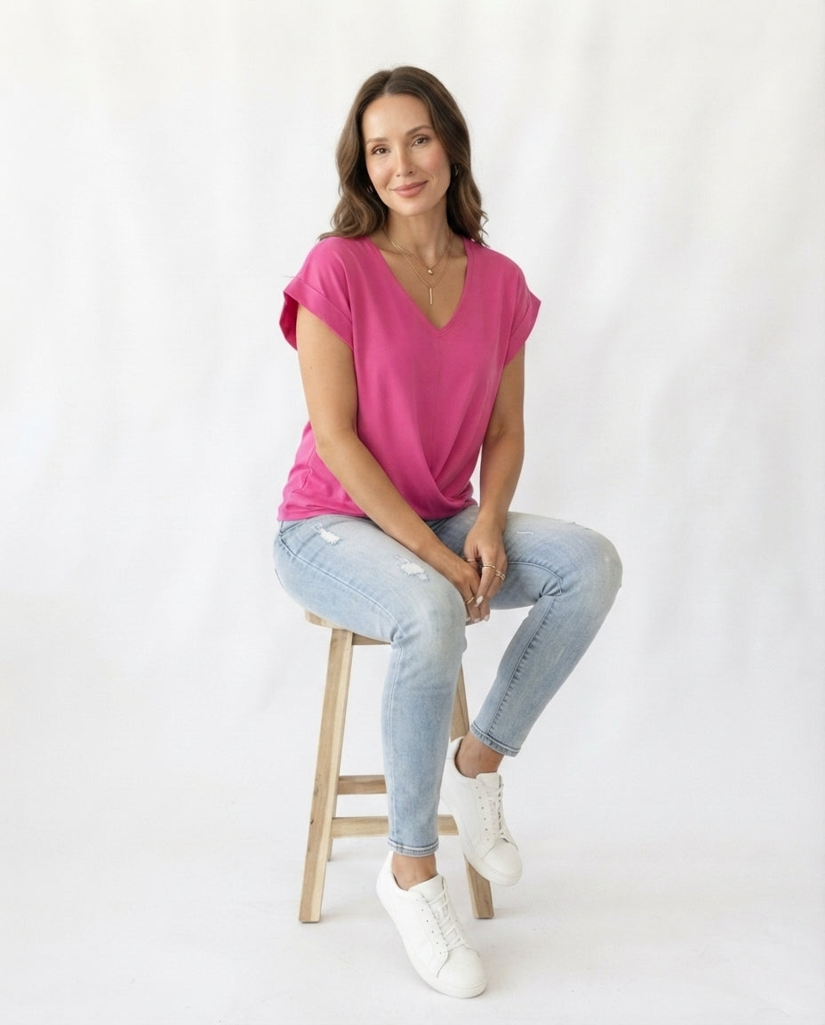 Twist Front V-Neck Tee