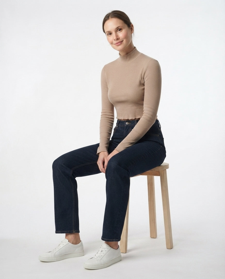 Ribbed Mock Neck Crop Top