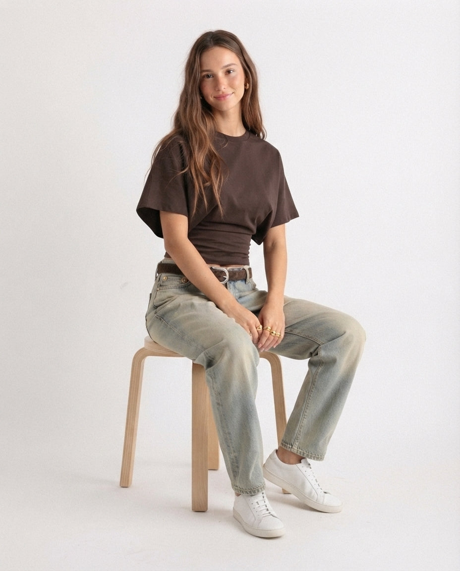 Batwing Sleeve Fitted Tee