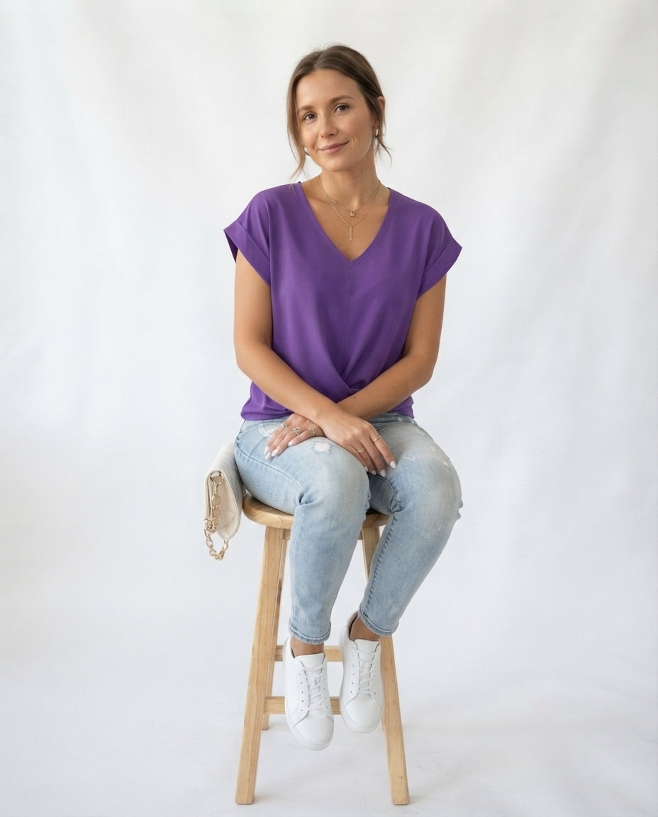Twist Front V-Neck Tee