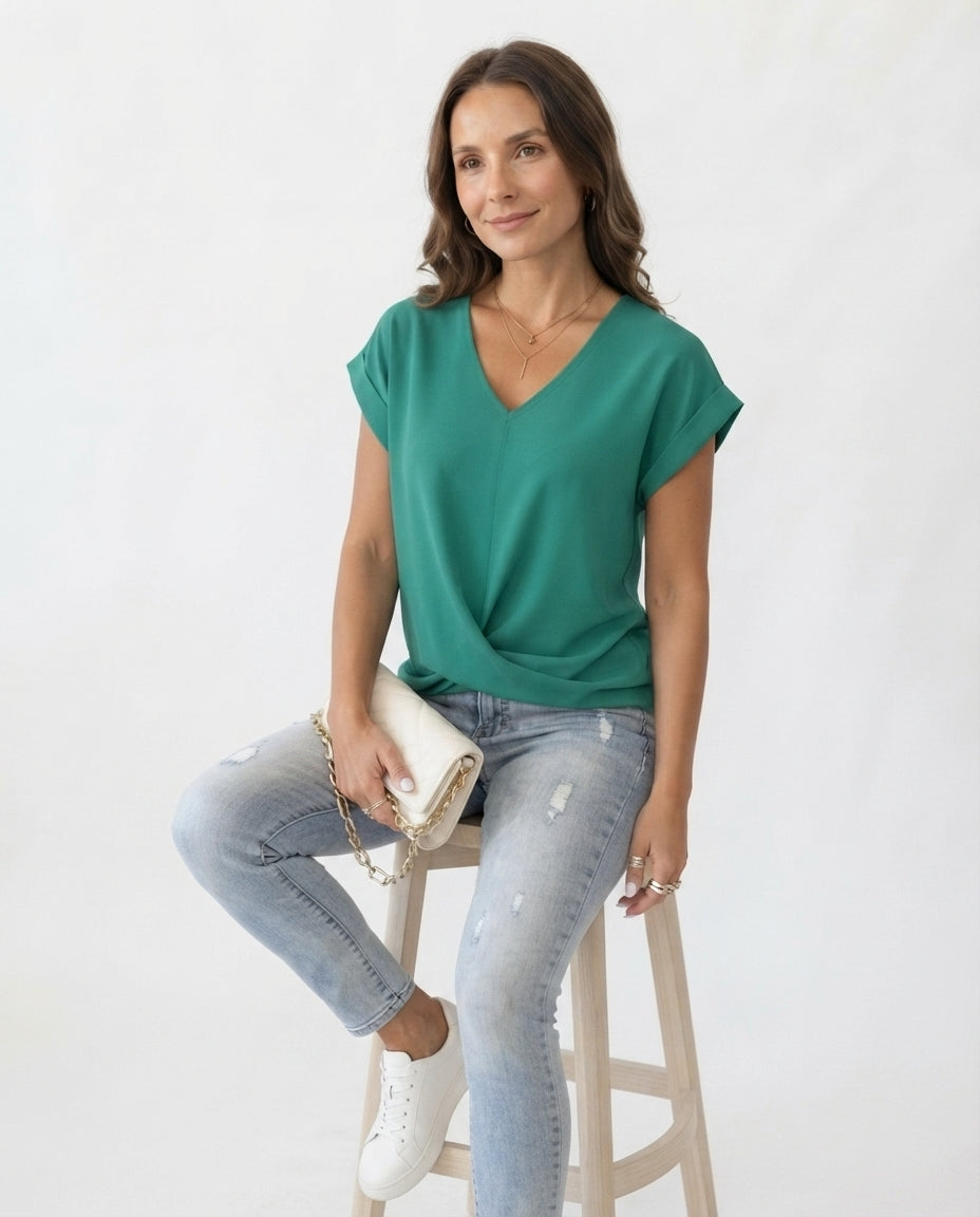 Twist Front V-Neck Tee
