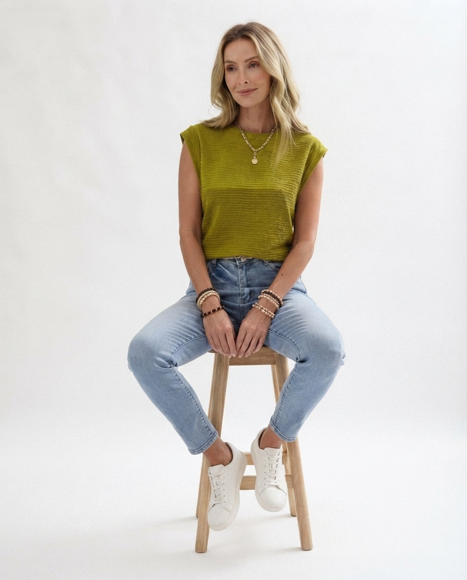 Textured Crew Neck Tank