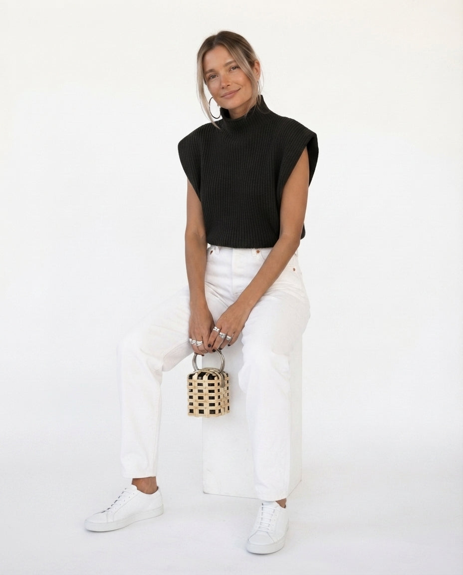 Mock Neck Sleeveless Sweater