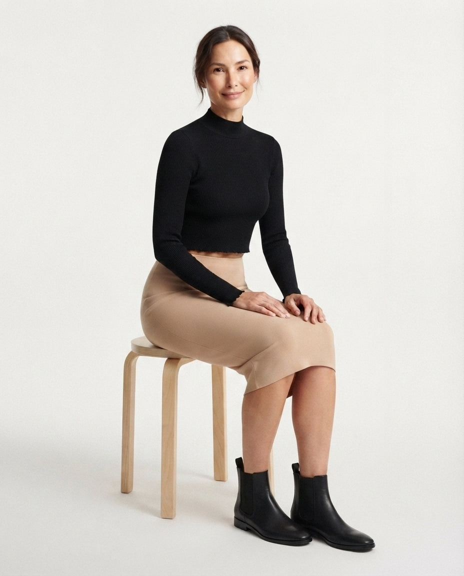 Ribbed Mock Neck Crop Top