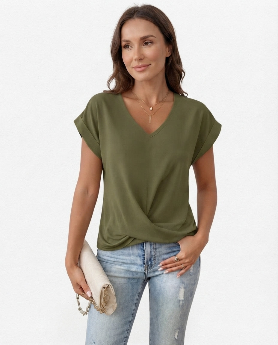 Twist Front V-Neck Tee