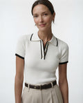 Ribbed Knit Polo Top