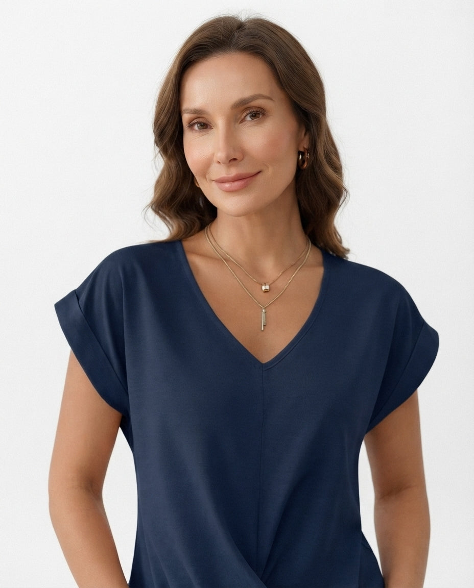 Twist Front V-Neck Tee
