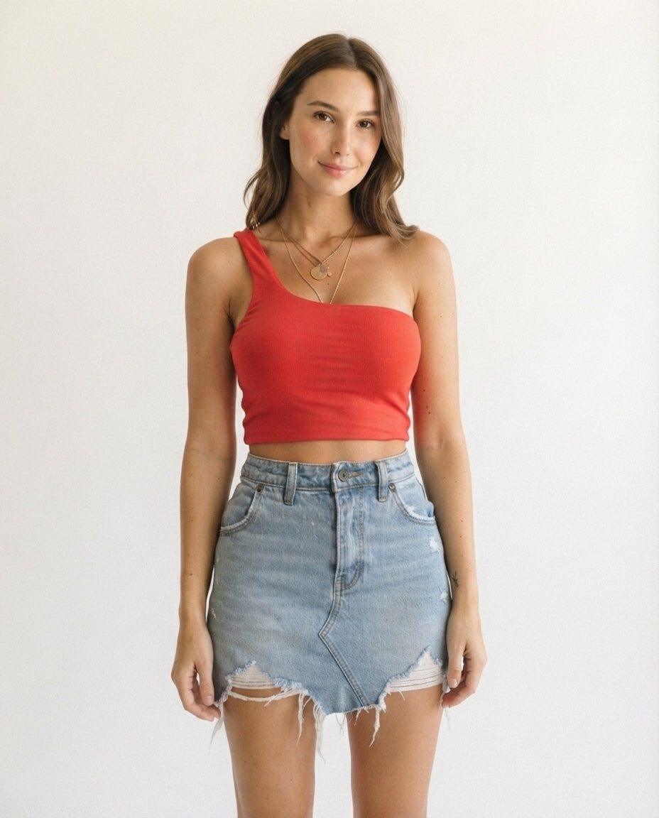 One Shoulder Cropped Tank