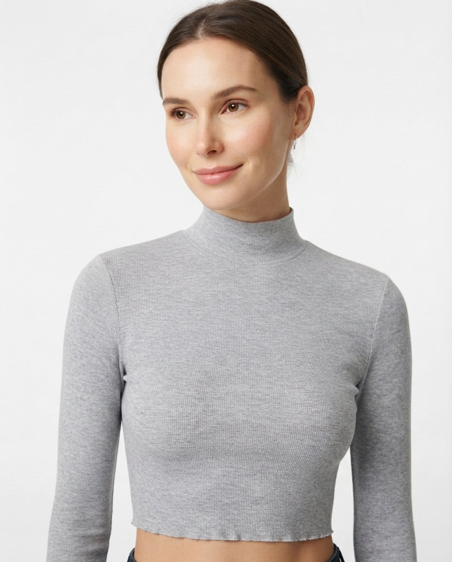 Ribbed Mock Neck Crop Top
