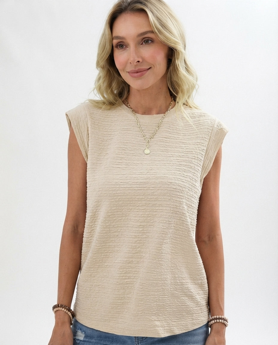 Textured Crew Neck Tank