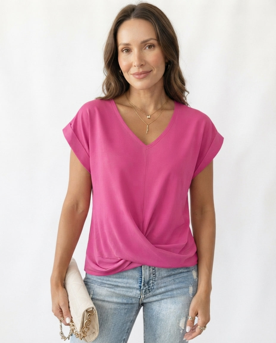 Twist Front V-Neck Tee