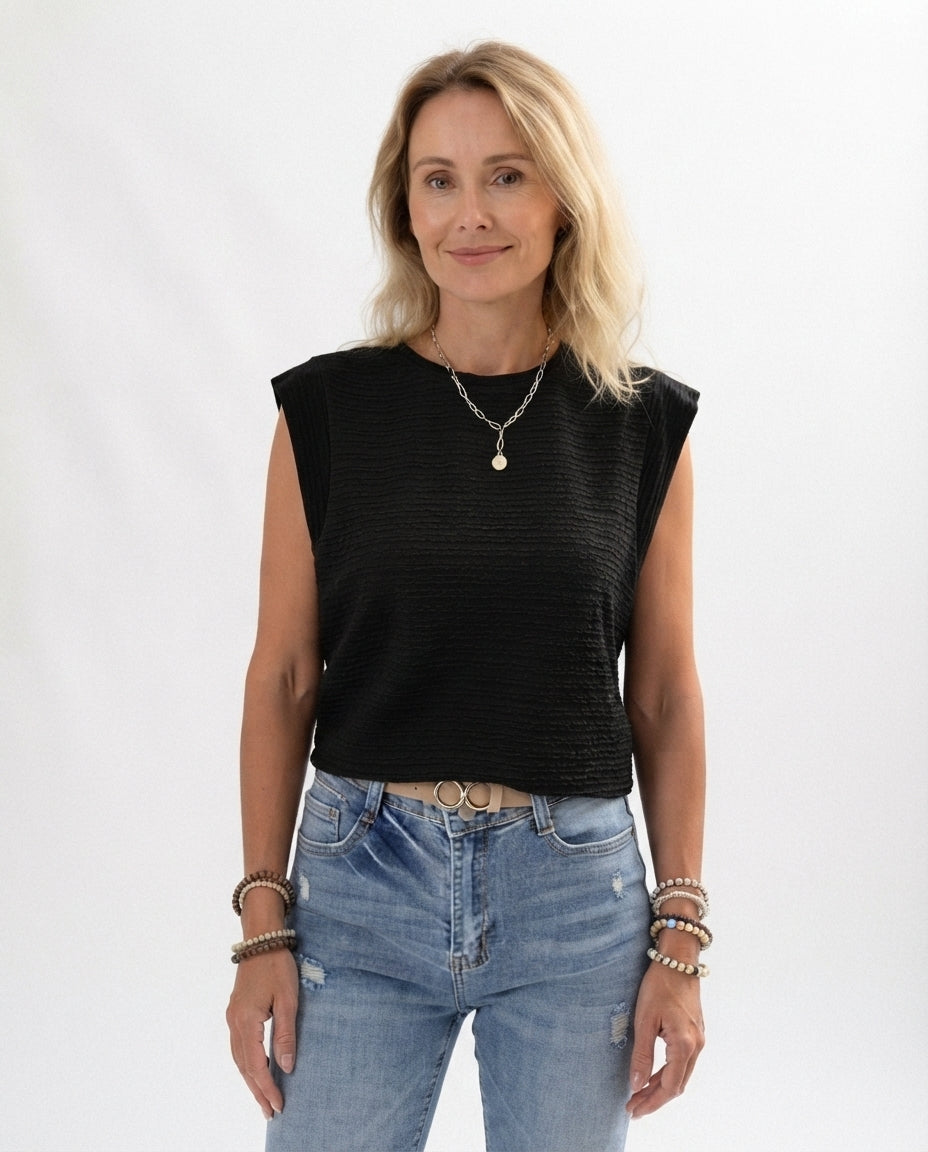 Textured Crew Neck Tank