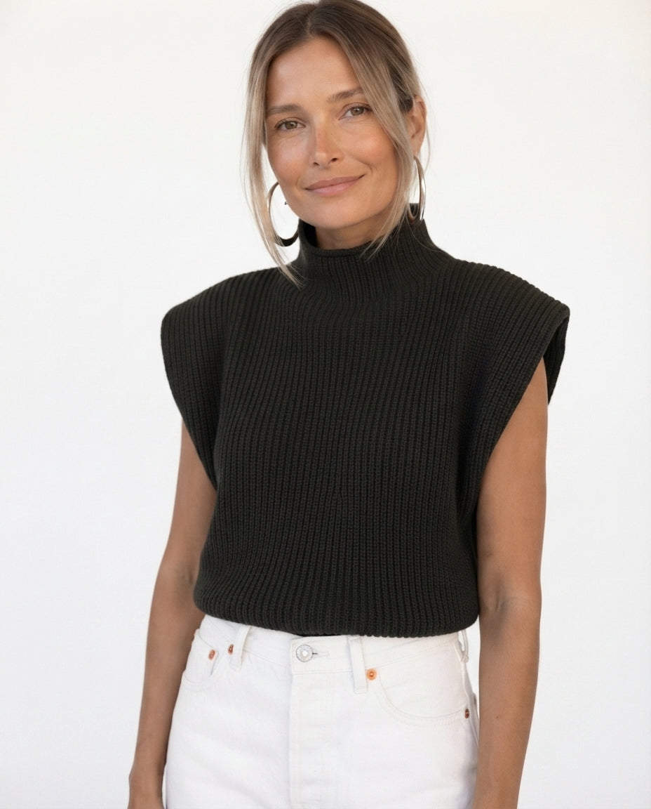Mock Neck Sleeveless Sweater