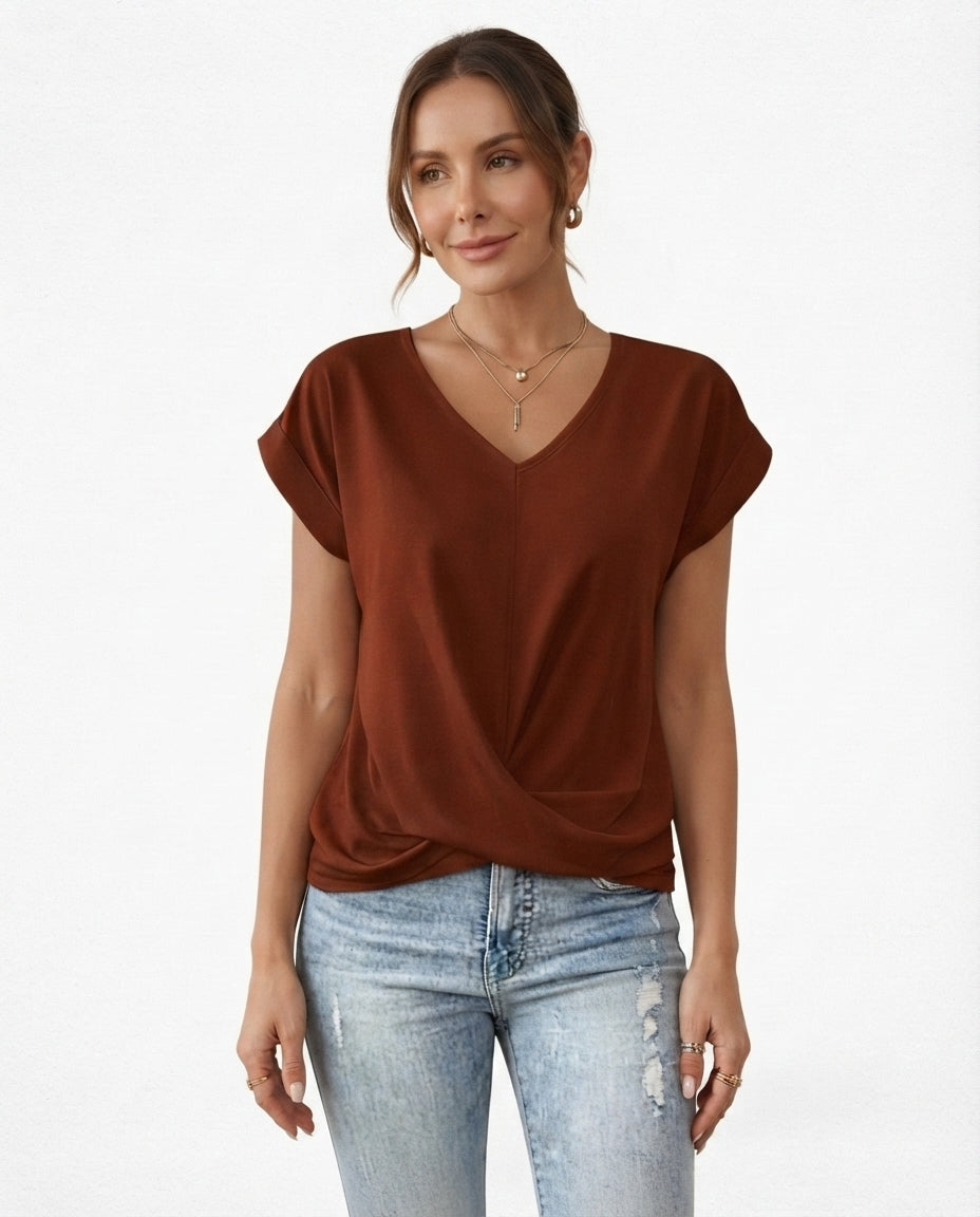 Twist Front V-Neck Tee