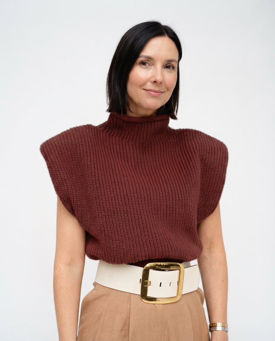 Mock Neck Sleeveless Sweater