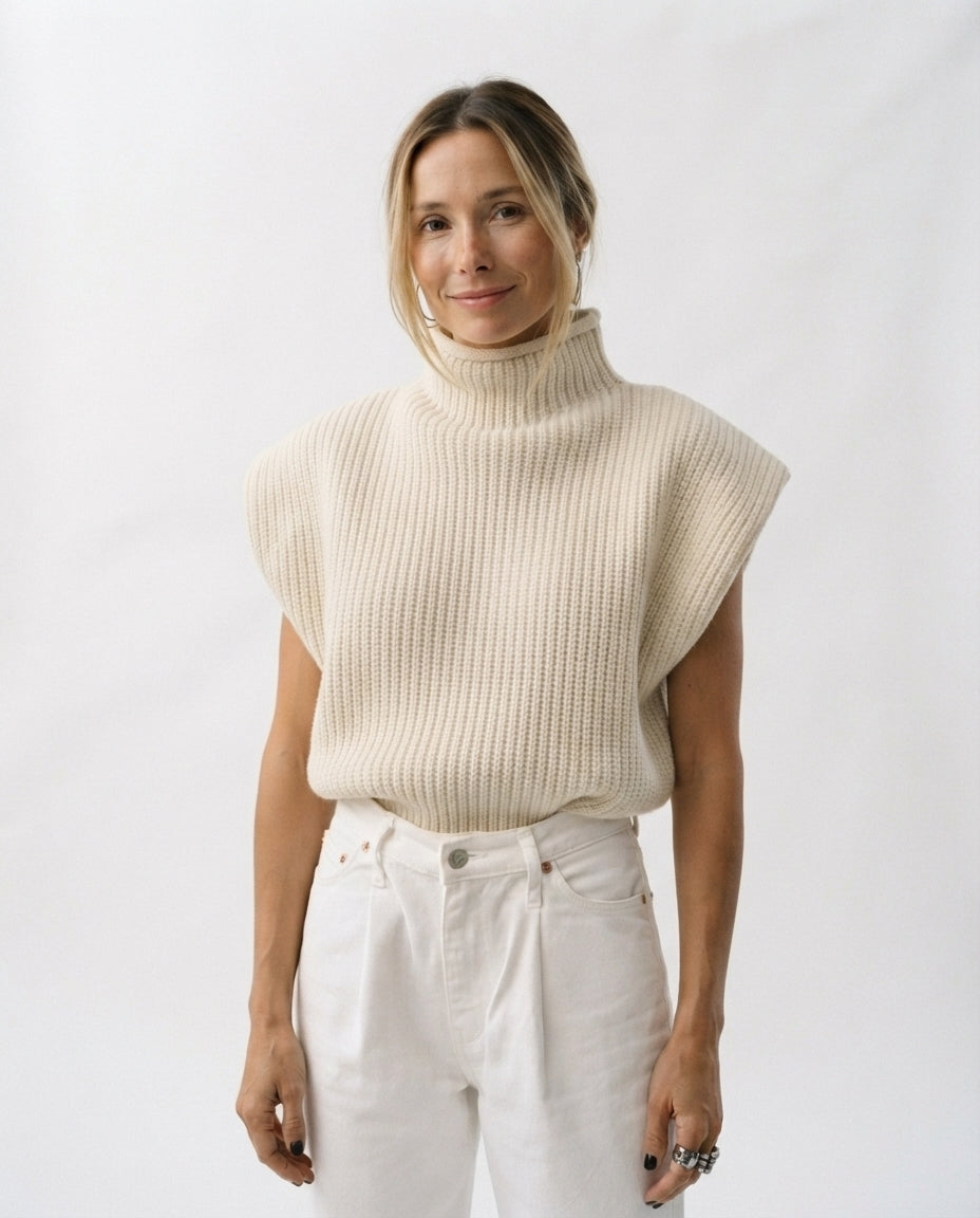 Mock Neck Sleeveless Sweater