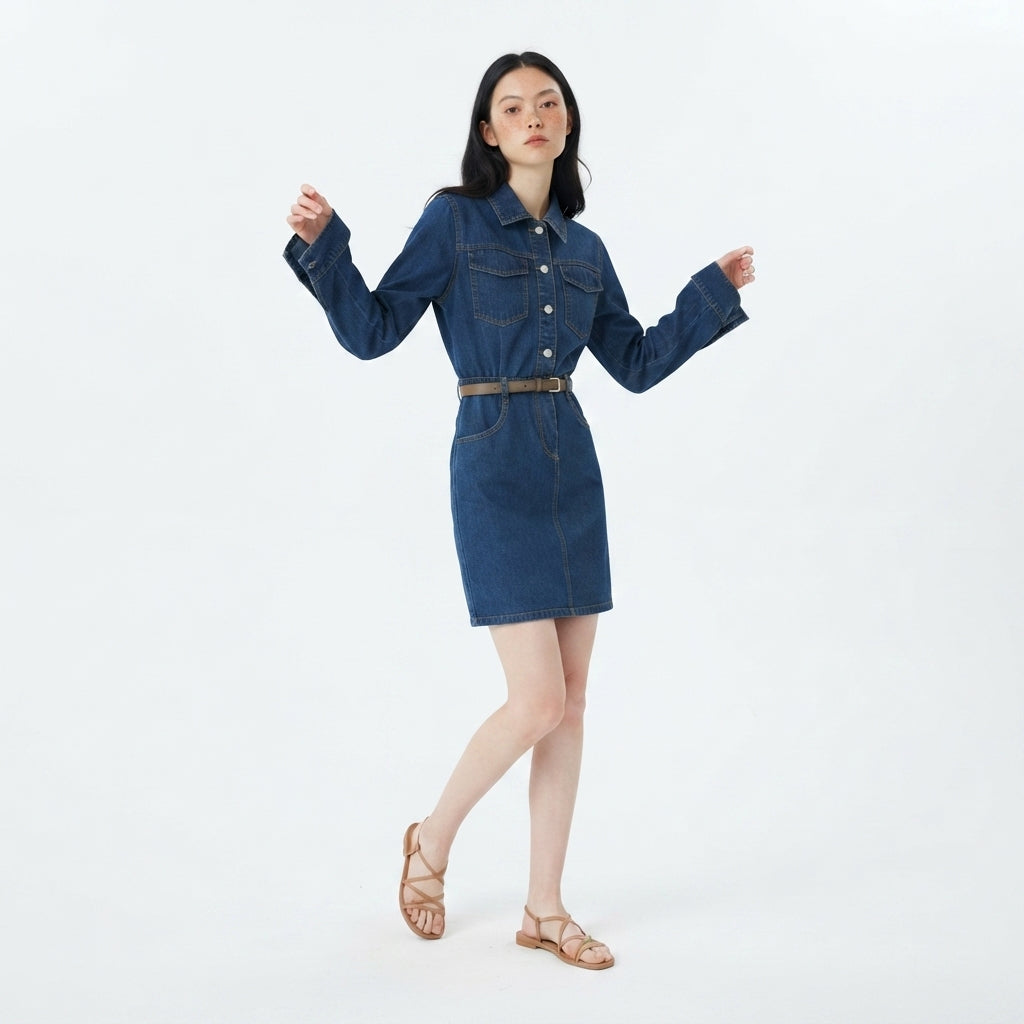 Hudson Belted Denim Shirtdress