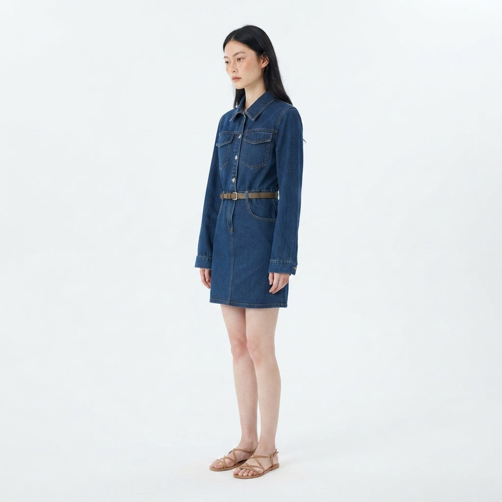 Hudson Belted Denim Shirtdress
