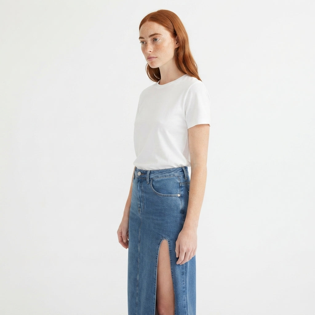 SoHo Highline Denim Midi Skirt